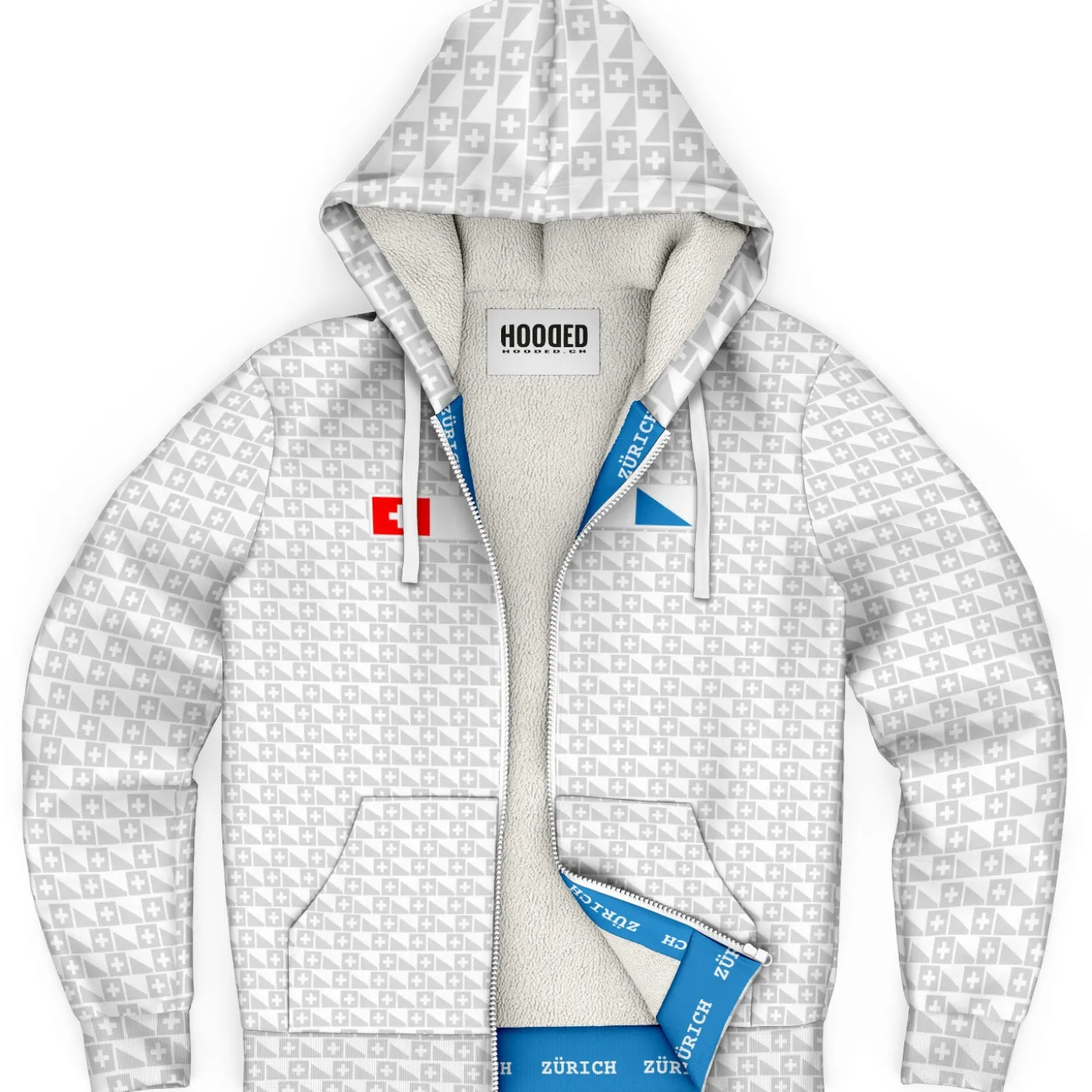 Deluxe Hoodie - Zürich Muster Weiß