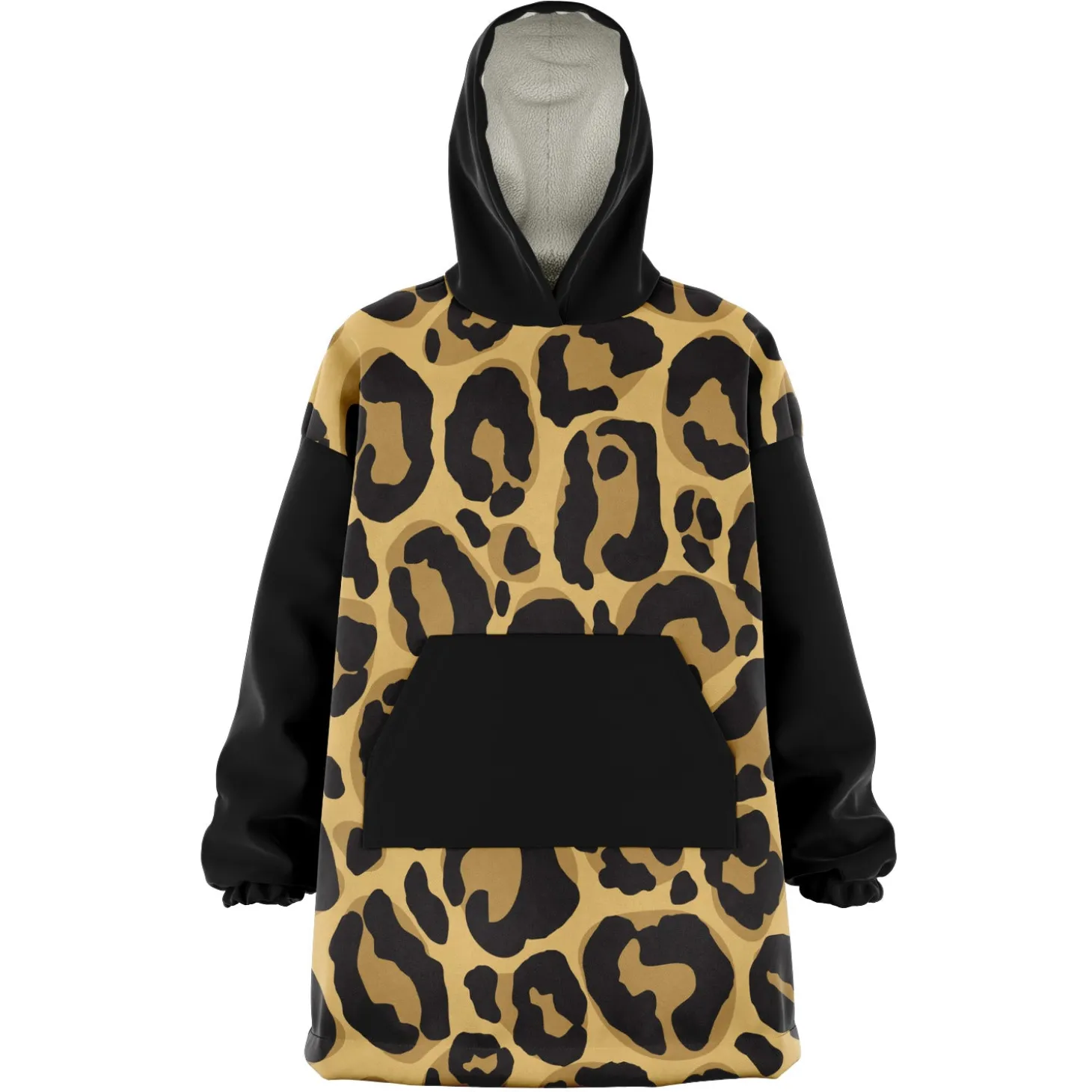 Kuscheliger Kapuzenpullover | Schwarzer Leopard